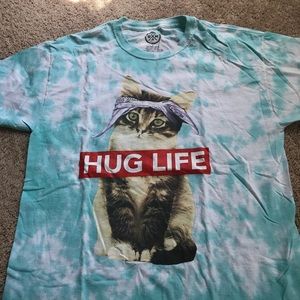 HUG LIFE CAT TIE DYE WALMART SHORT SLEEVE T SHIRT